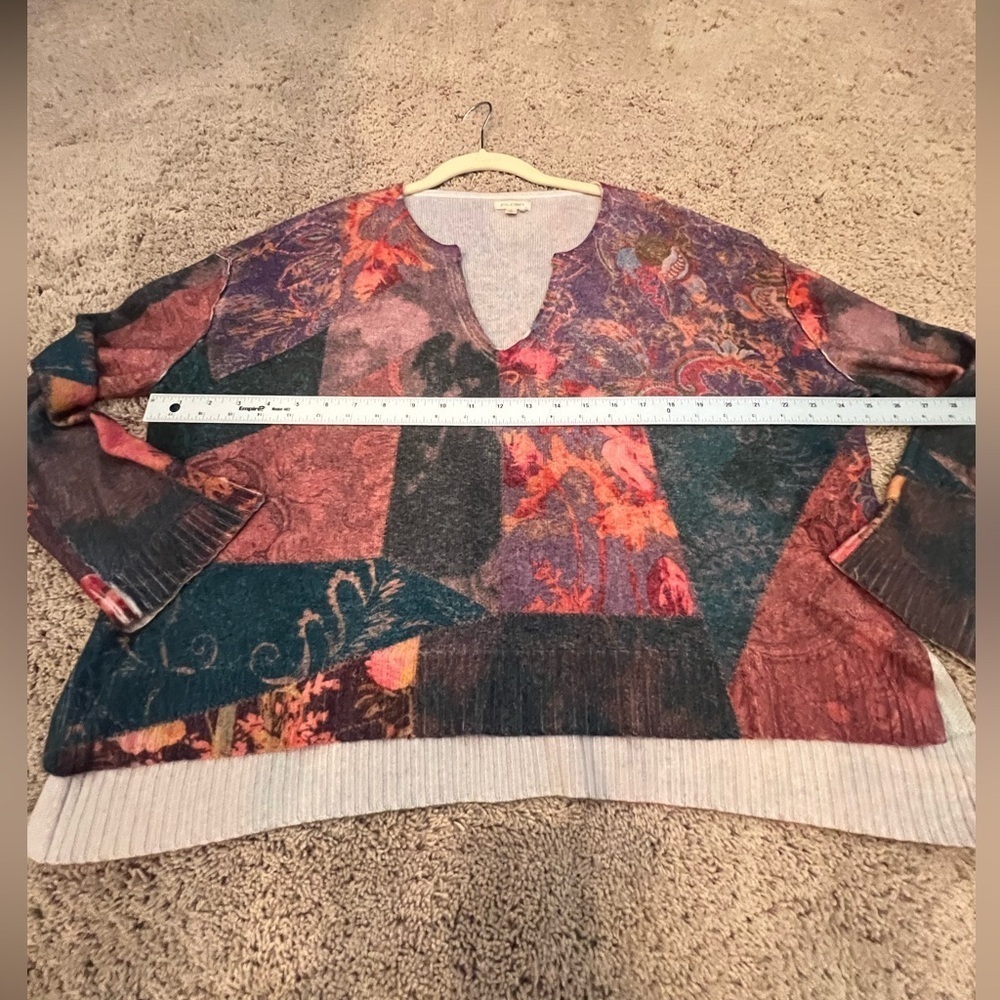 Small Anthropologie pilcro v neck cashmere hi low sweater multi color pattern - Picture 6 of 14